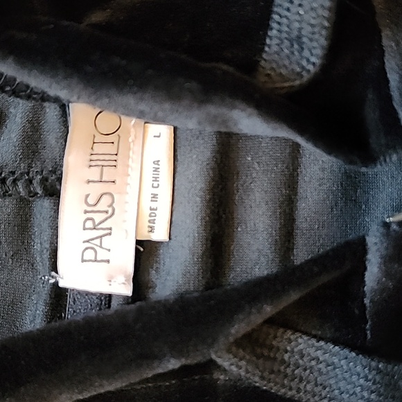 NWT Paris Hilton Black Iconic Bling Zip-Up Velour Hoodie Size Large L - Picture 4 of 9